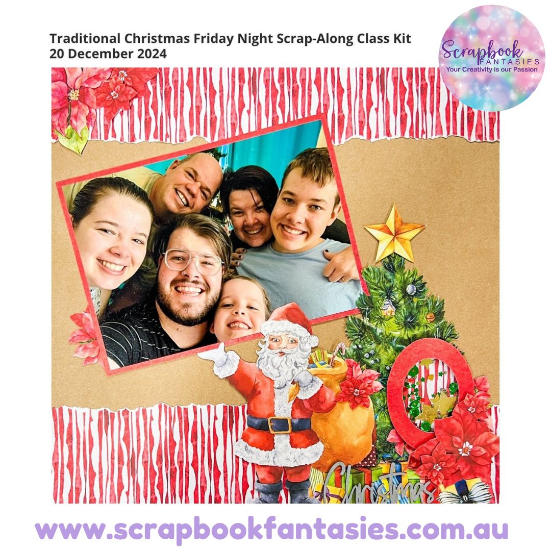 Traditional Christmas Shaker Layout Friday Night Scrap-Along Kit Alicia Redshaw - Friday 20 December 2024