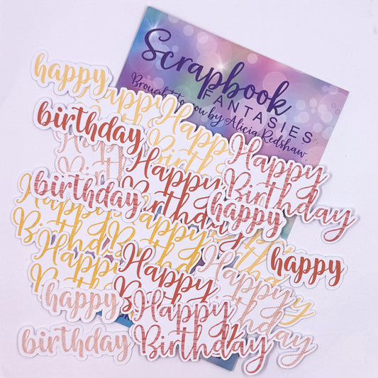 Tropical - Happy Birthday Sentiments Colour-Cuts (19 pieces) 20770