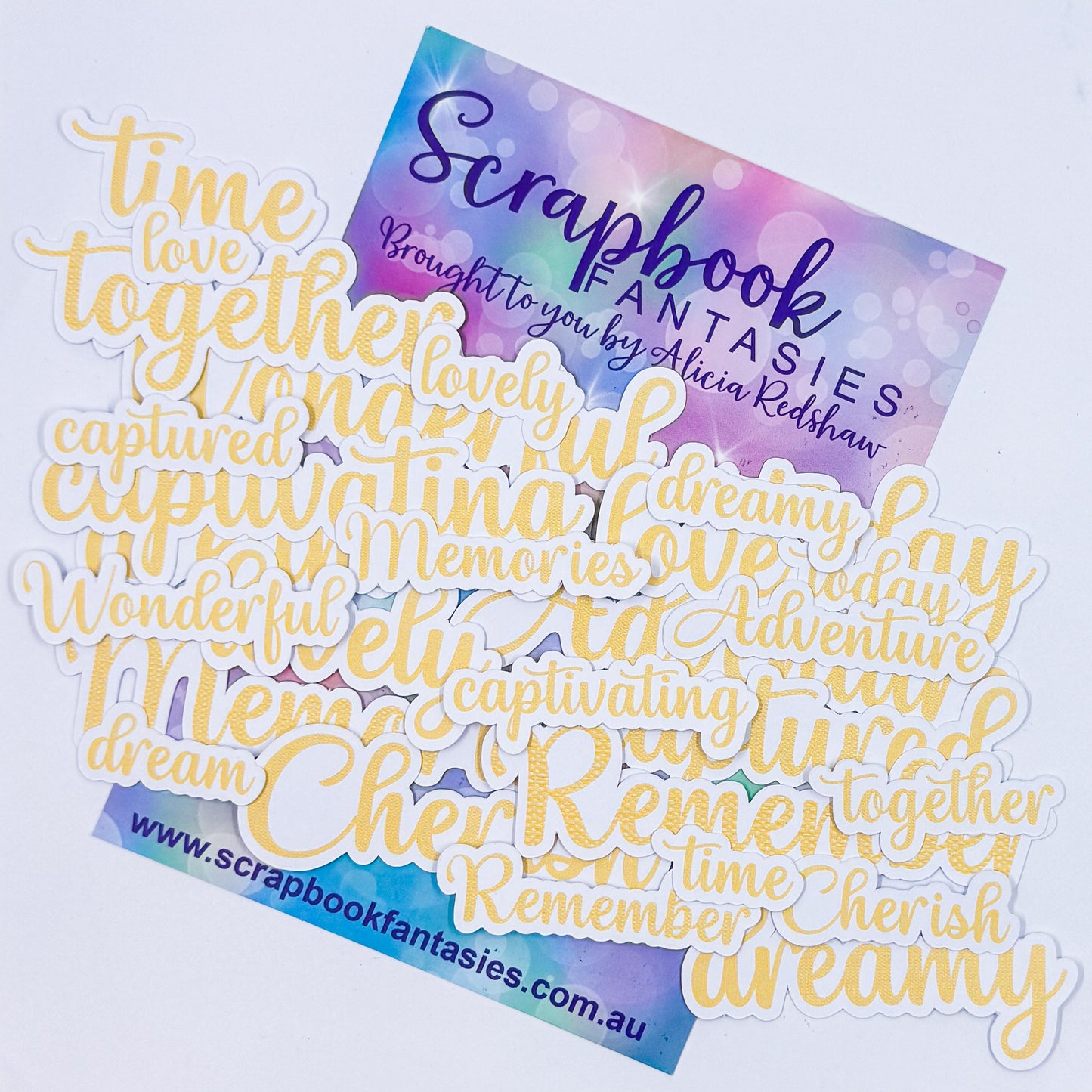Tropical Colour-Cuts - Remember Words - Lemon Fabric (28 pieces) 20752
