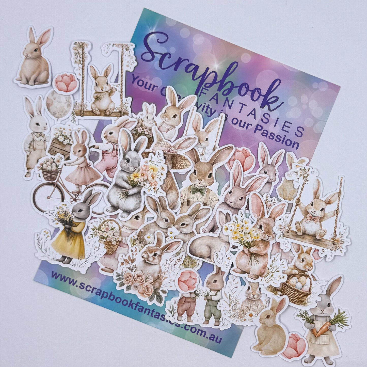 Vintage Easter Colour-Cuts - Bunnies 1 (over 30 pieces) 20788