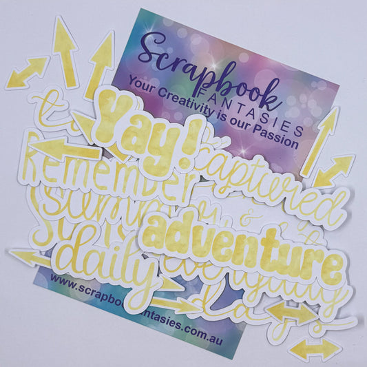 Vintage Easter Colour-Cuts - Everyday Words - Yellow Watercolour (24 pieces) 20820