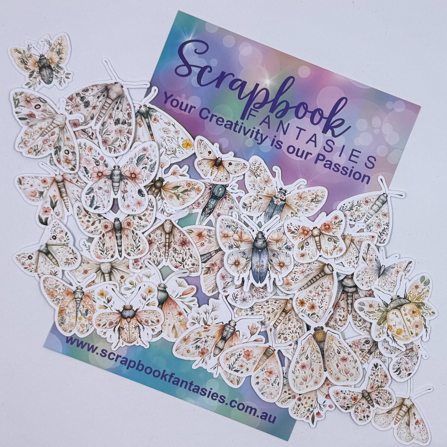 Vintage Easter Colour-Cuts - Floral Moths (over 35 pieces) 20791