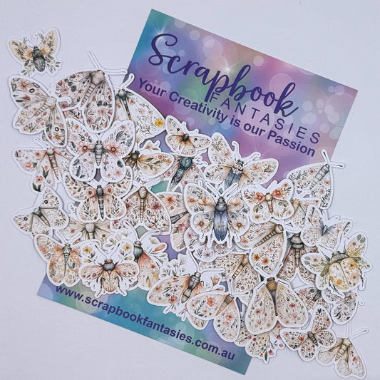 Vintage Easter Colour-Cuts - Floral Moths (over 35 pieces) 20791