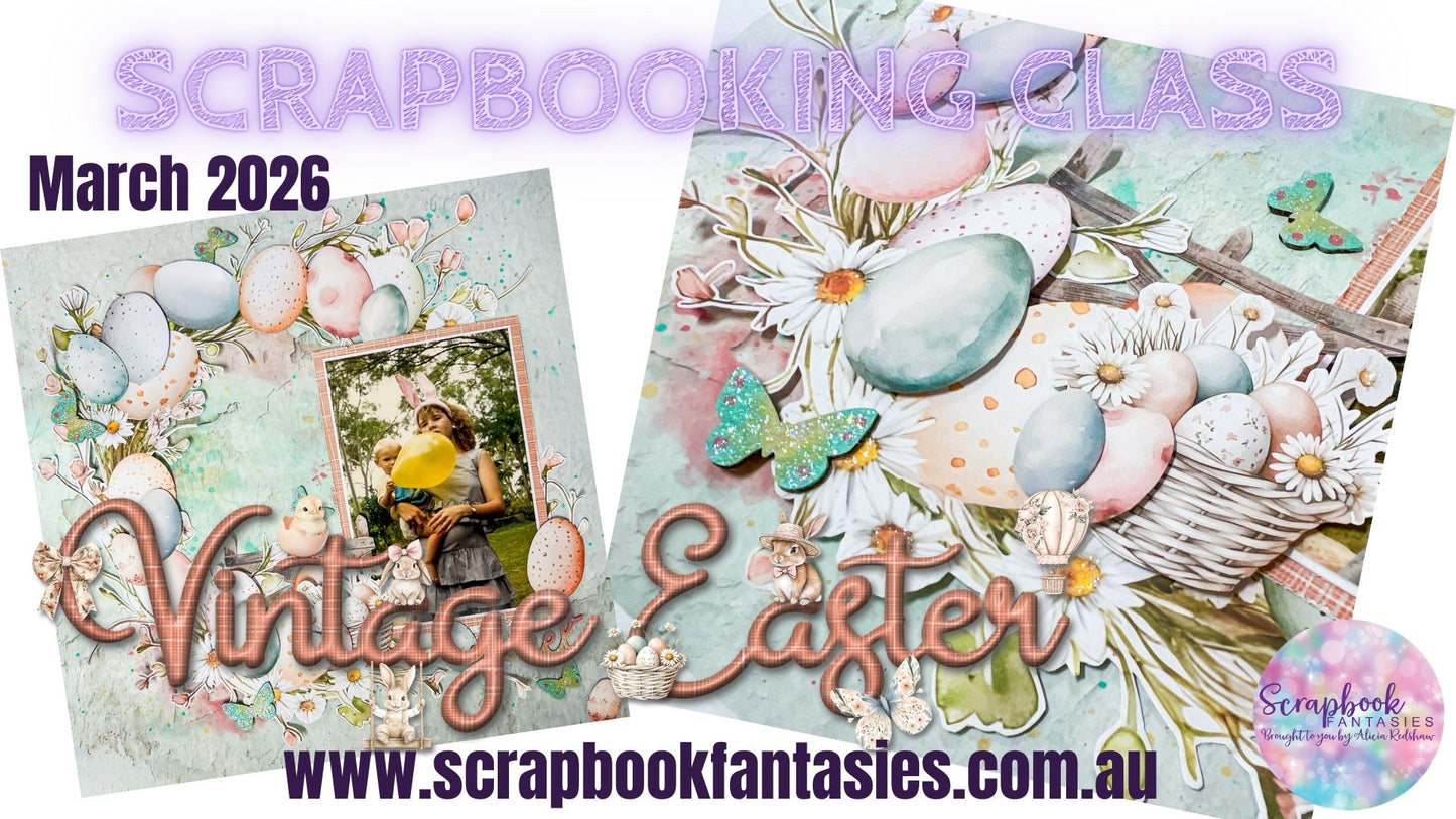 Vintage Easter Sunday Night Scrap-Along Scrapbook Layout Kit by Alicia Redshaw - 15 March 2026