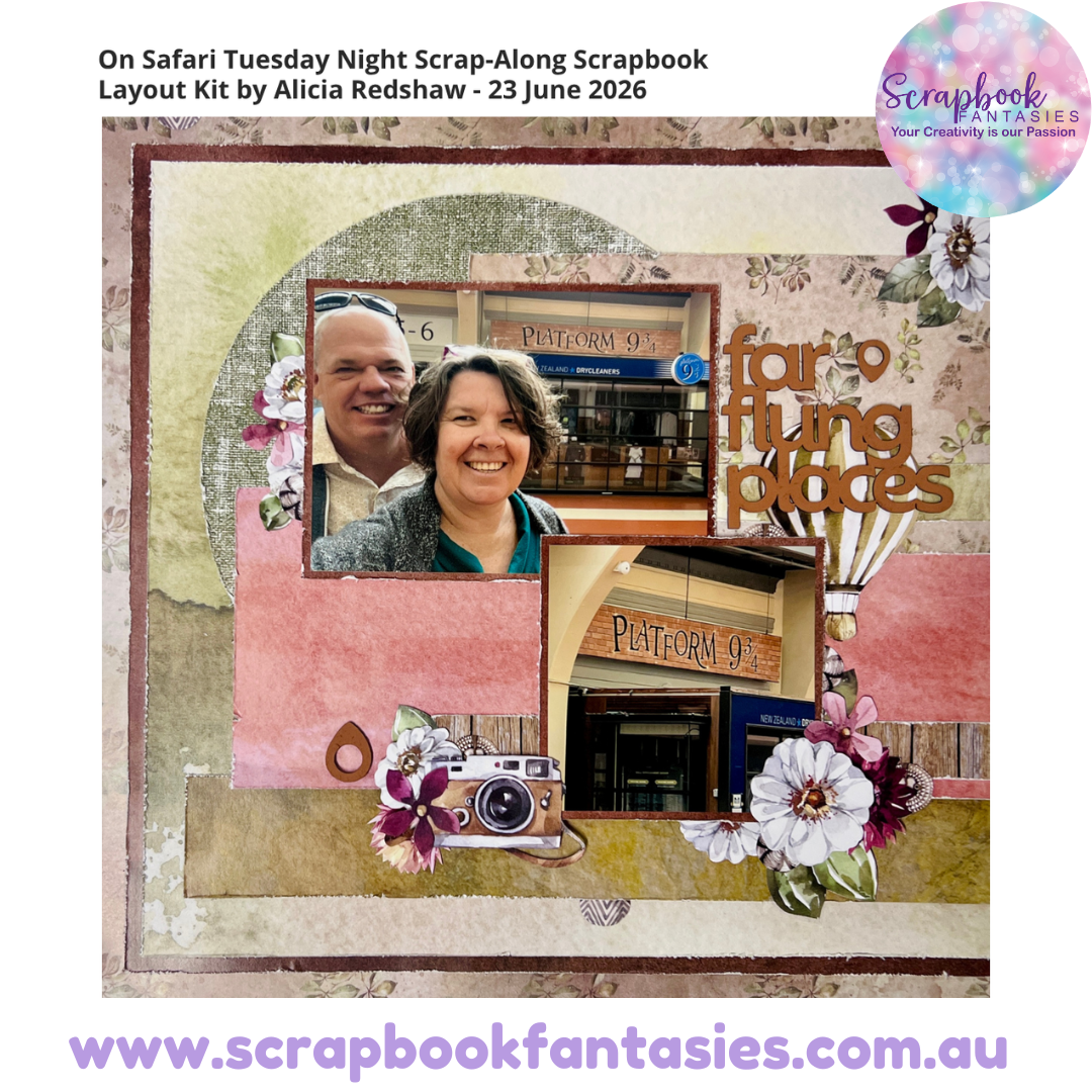 On Safari Tuesday Night Scrap-Along Scrapbook Layout Kit by Alicia Redshaw - 23 June 2026