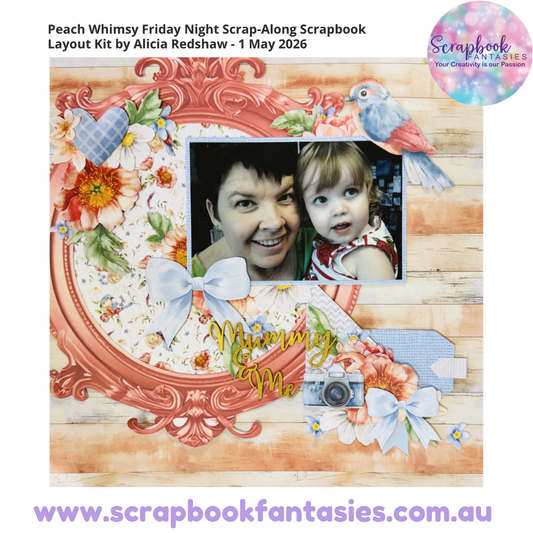 Peach Whimsy Friday Night Scrap-Along Scrapbook Layout Kit by Alicia Redshaw - 1 May 2026