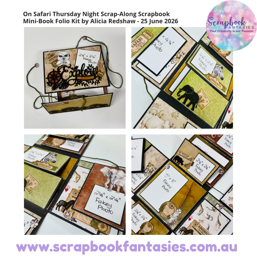 On Safari Thursday Night Scrap-Along Scrapbook Mini-Book Folio Kit by Alicia Redshaw - 25 June 2026