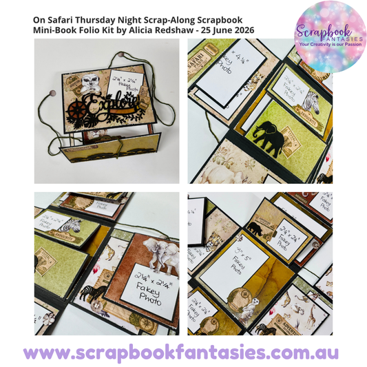 On Safari Thursday Night Scrap-Along Scrapbook Mini-Book Folio Kit by Alicia Redshaw - 25 June 2026