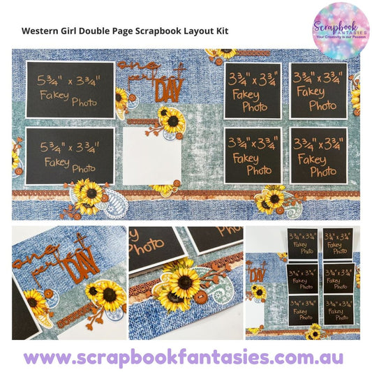 Western Girl Interactive Double Page Scrapbook Layout Kit by Alicia Redshaw
