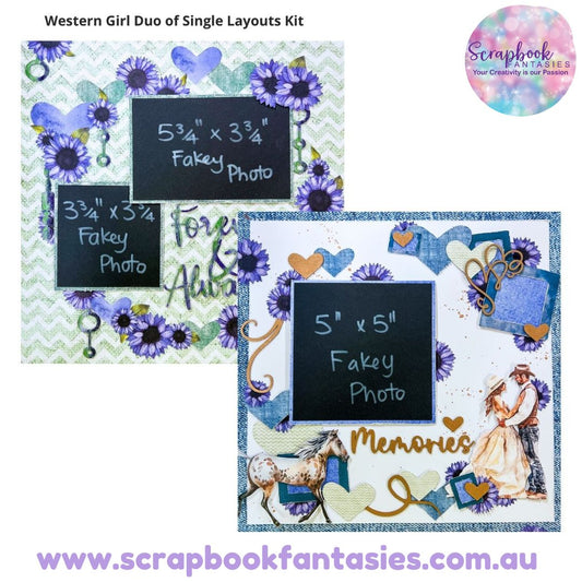 Western Girl Duo of Single Scrapbook Layouts Kit by Alicia Redshaw