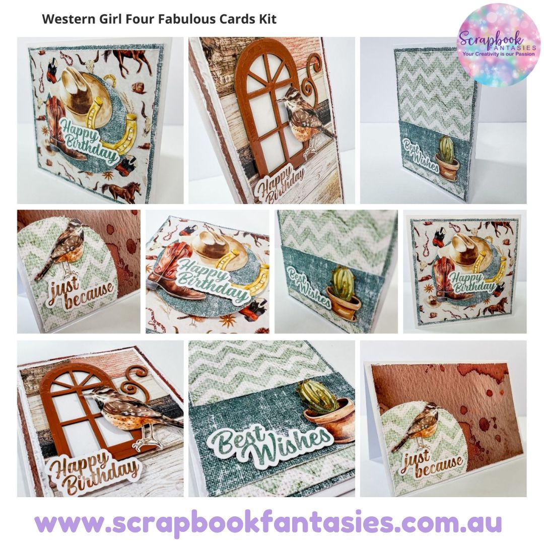 Western Girl Four Fabulous Cards Kit by Alicia Redshaw
