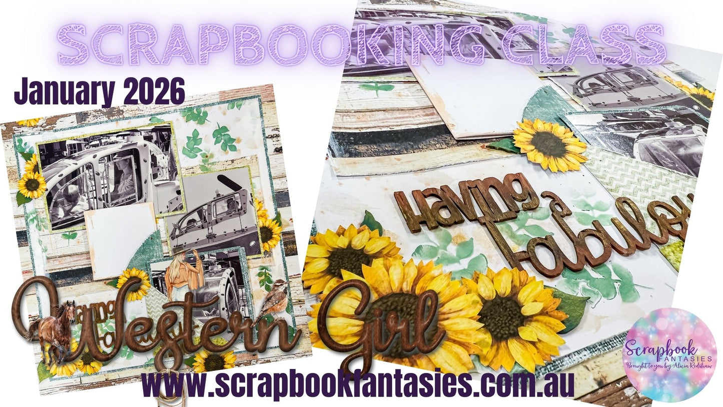 Western Girl Saturday Night Scrap-Along Scrapbook Layout Kit by Alicia and Naomi-Jon Redshaw - 24 January 2026