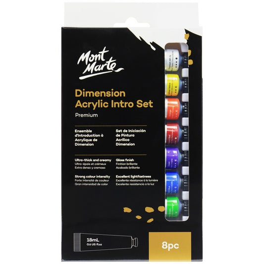 Mont Marte Premium Dimension Acrylic Intro Set - 8 x 18ml tubes PMDA8181
