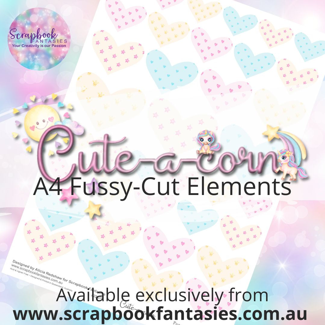 Cute-a-corn A4 Colour Fussy-Cut Elements - Hearts 1 222405