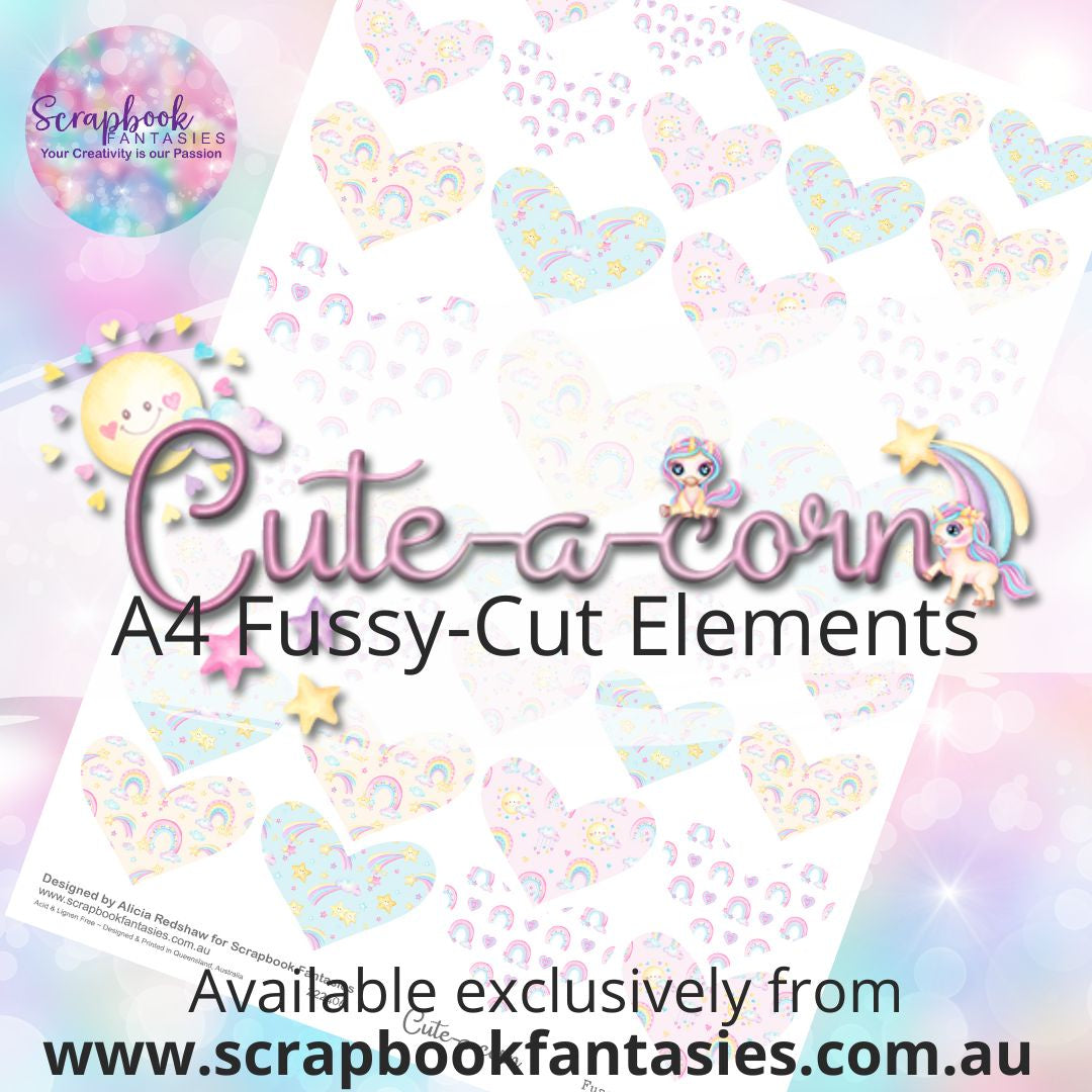 Cute-a-corn A4 Colour Fussy-Cut Elements - Hearts 2 222406