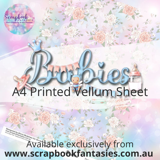 Babies A4 Printed Vellum Sheet - Pink Florals 622402