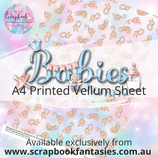 Babies A4 Printed Vellum Sheet - Rattles 622401