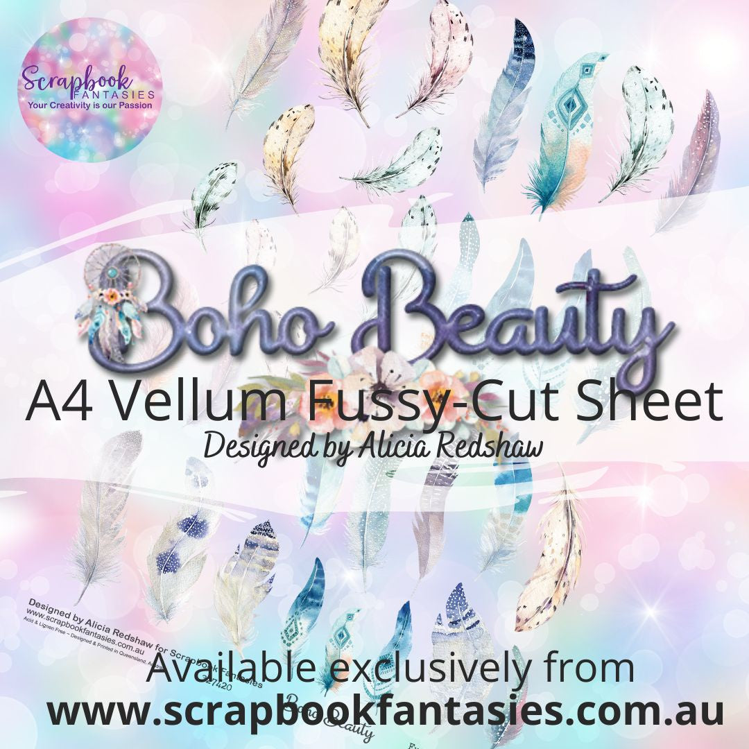 Boho Beauty A4 Colour Vellum Fussy-Cut Sheet - Feathers 327420