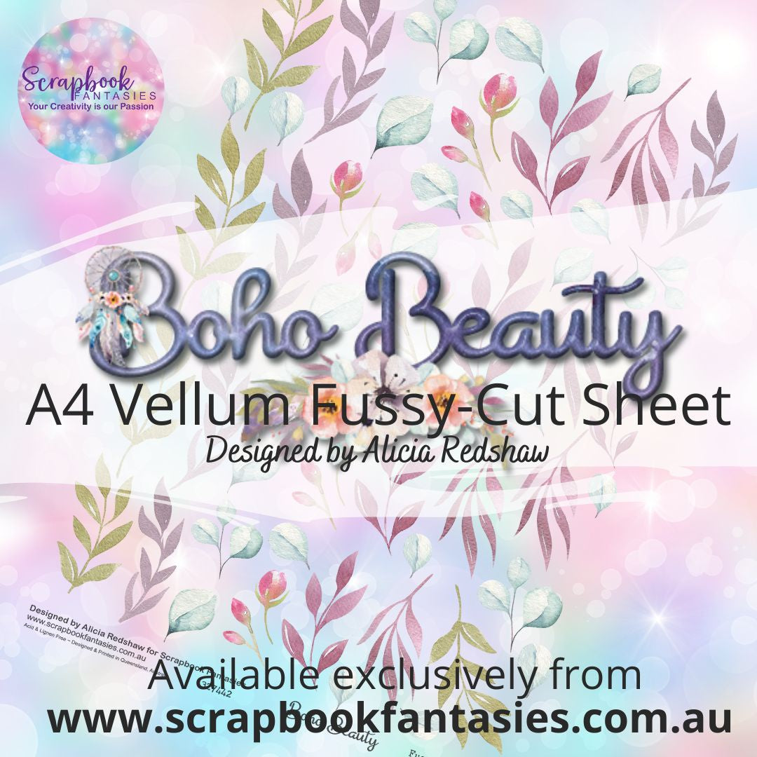 Boho Beauty A4 Colour Vellum Fussy-Cut Sheet - Leaves 1 327442