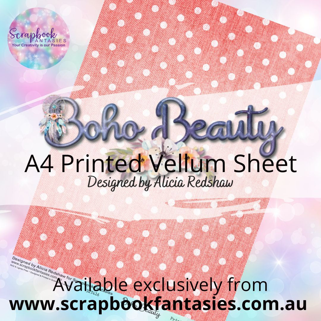 Boho Beauty A4 Printed Vellum Sheet - Red Spot Pattern 327416