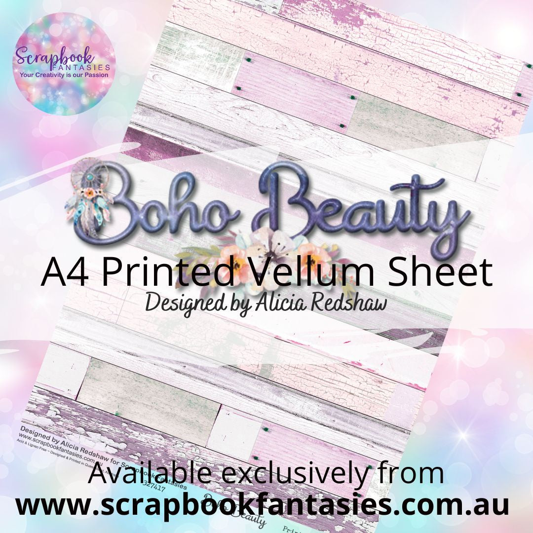 Boho Beauty A4 Printed Vellum Sheet - Violet Timber 327417