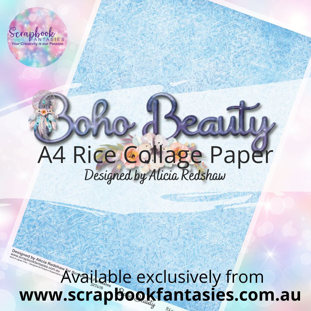 Boho Beauty A4 Rice Collage Paper - Blue Pattern 327408