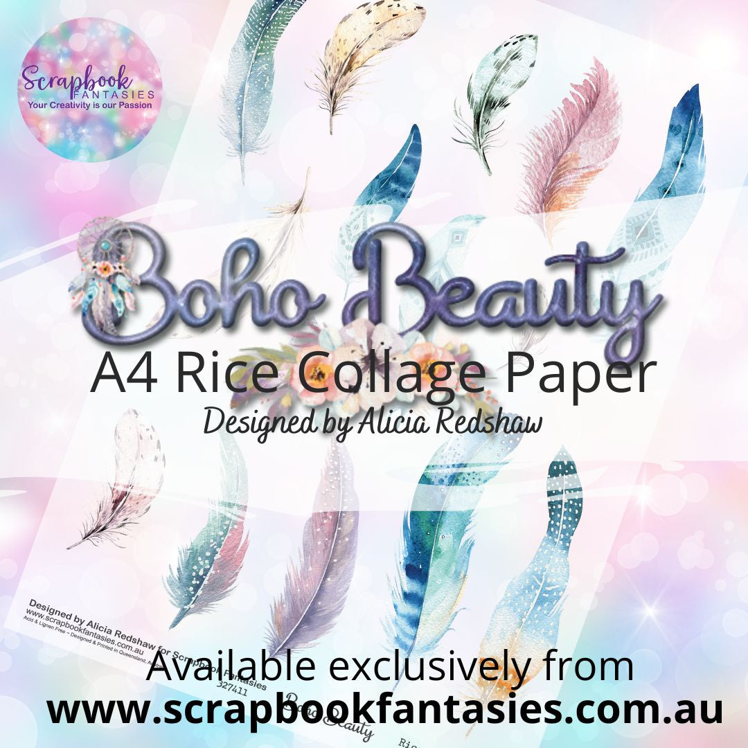 Boho Beauty A4 Rice Collage Paper - Feathers 327411