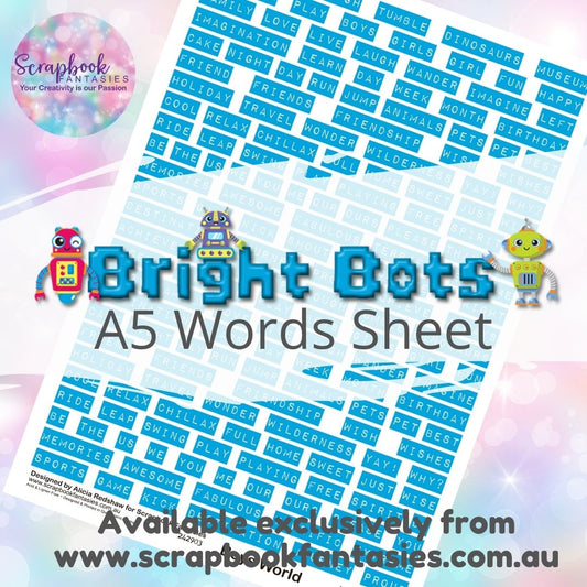 Bright Bots A5 Words Sheet - Blue 242903