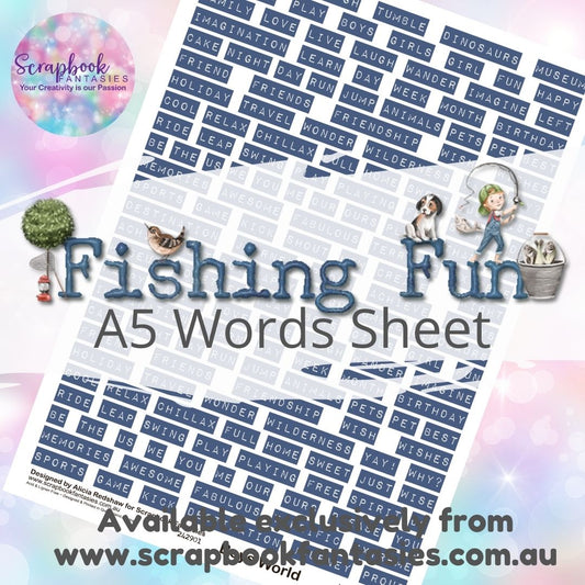 Fishing Fun A5 Words Sheet - Navy 242901