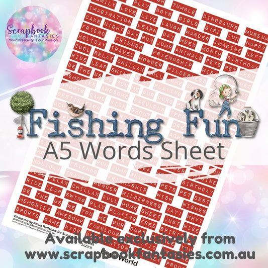 Fishing Fun A5 Words Sheet - Red 242906