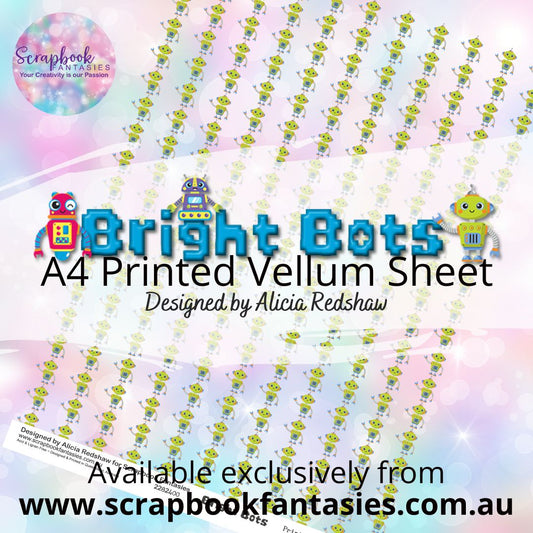 Bright Bots A4 Printed Vellum Sheet - Green Robot 2282400