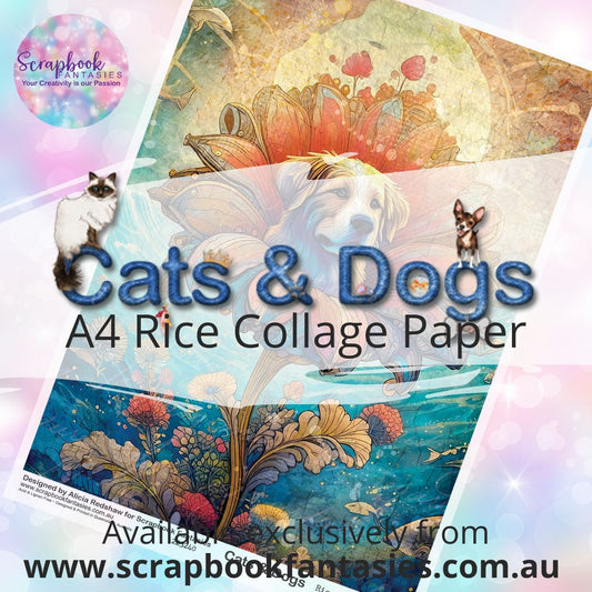 Cats & Dogs A4 Rice Collage Paper - Puppy Floral 1 223240