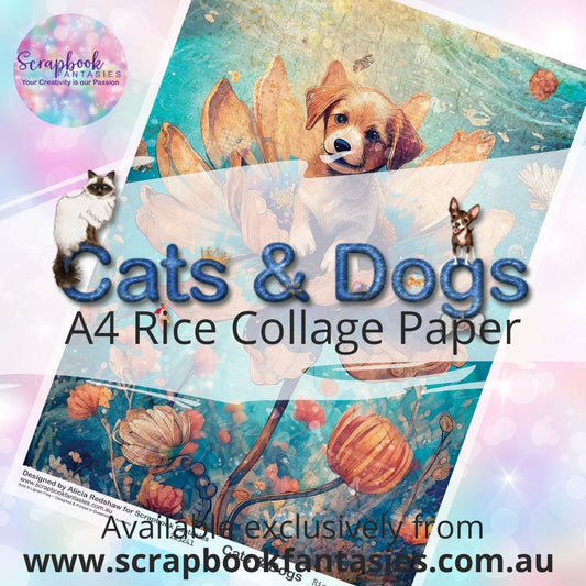 Cats & Dogs A4 Rice Collage Paper - Puppy Floral 2 223241