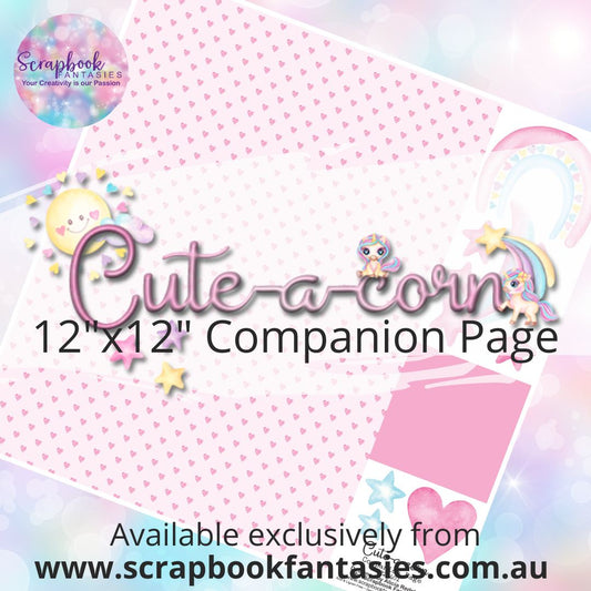 Cute-a-corn 12"x12" Single-sided Companion Page - Pink Hearts 222401