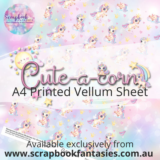 Cute-a-corn A4 Printed Vellum Sheet - Cute-a-corns 222411