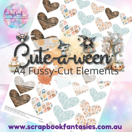 Cute-a-ween A4 Colour Fussy-Cut Elements - Heart Patterns 2 624211