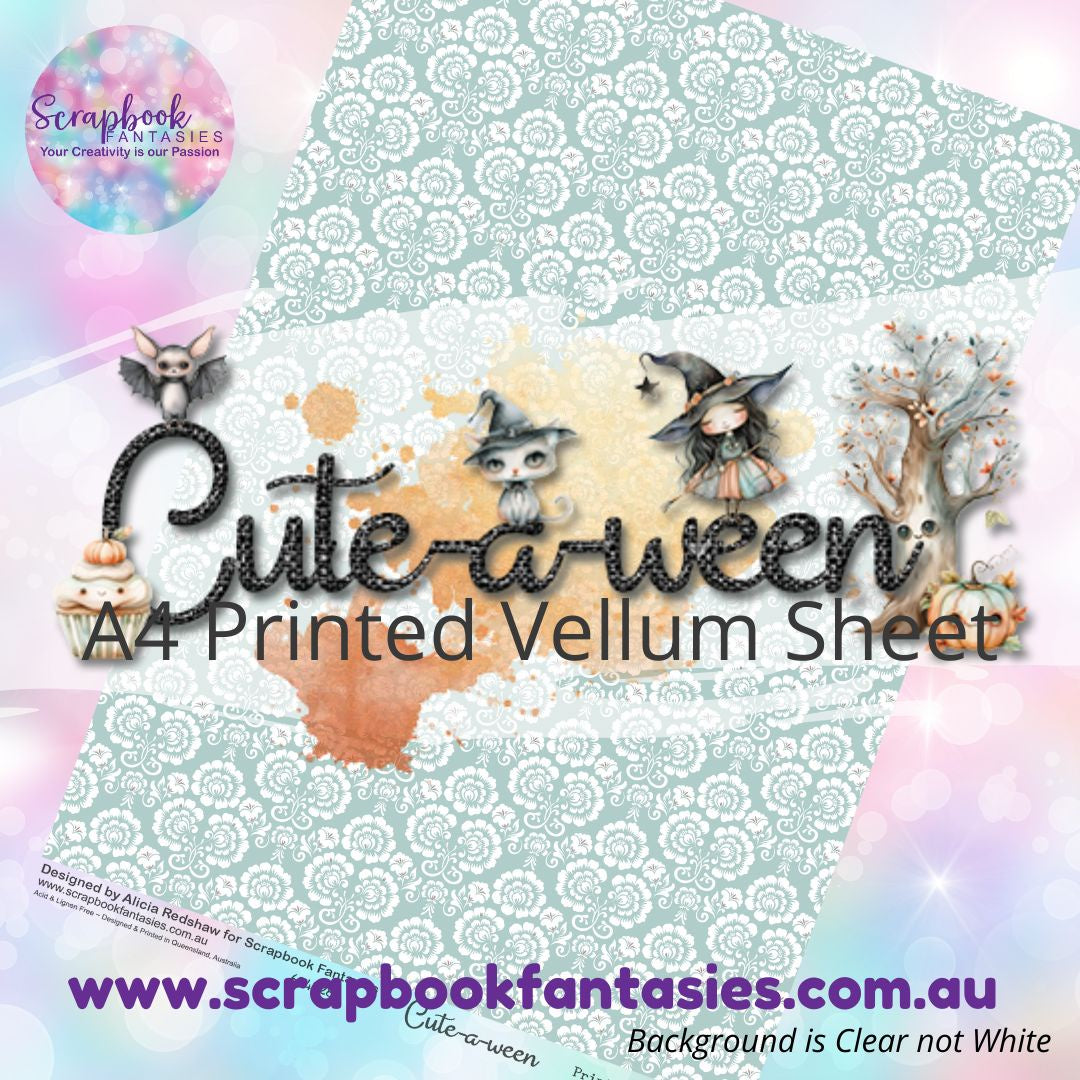 Cute-a-ween A4 Printed Vellum Sheet - Blue Pattern 624228