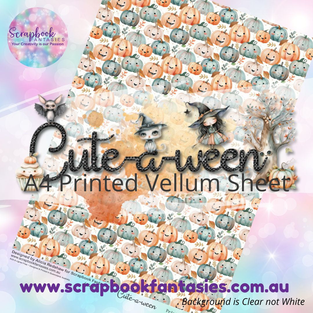 Cute-a-ween A4 Printed Vellum Sheet - Pumpkins 624229