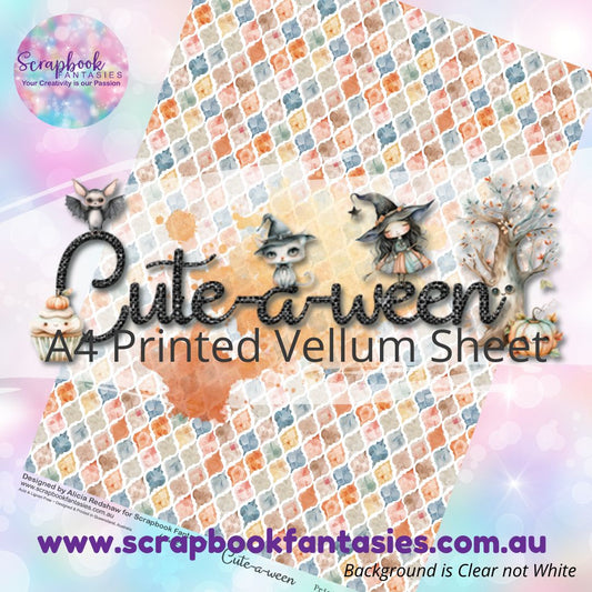 Cute-a-ween A4 Printed Vellum Sheet - Quatrefoil 624225