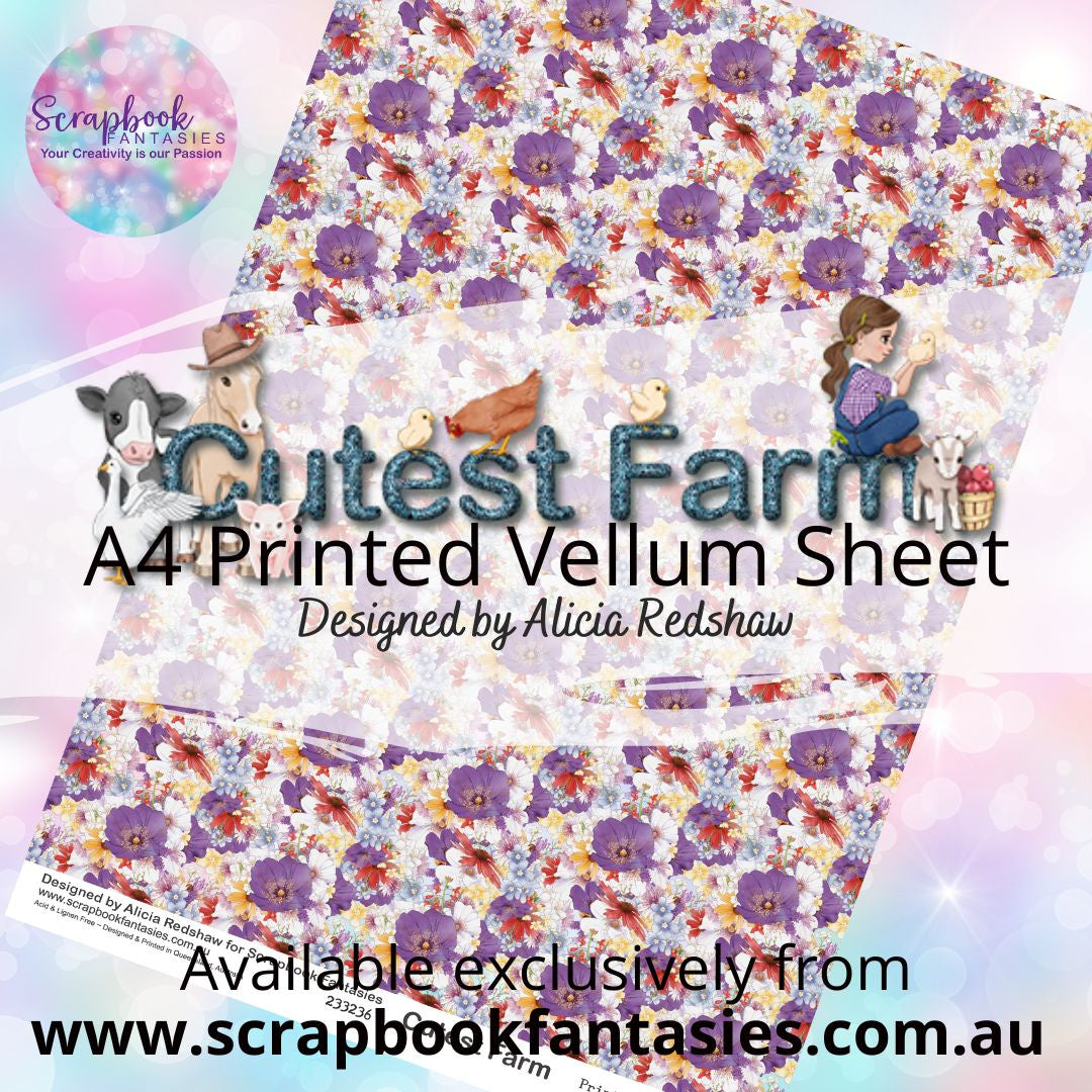 Cutest Farm A4 Printed Vellum Sheet - Floral Pattern 233236