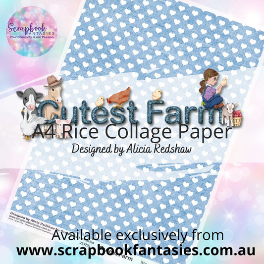 Cutest Farm A4 Rice Collage Paper - Blue Hearts 233230