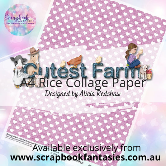 Cutest Farm A4 Rice Collage Paper - Violet Hearts 233232