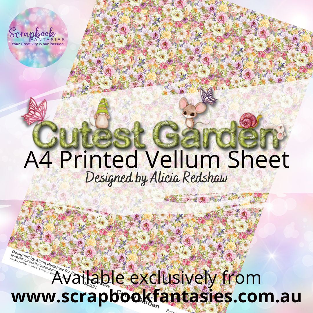 Cutest Garden A4 Printed Vellum Sheet - Floral 242421