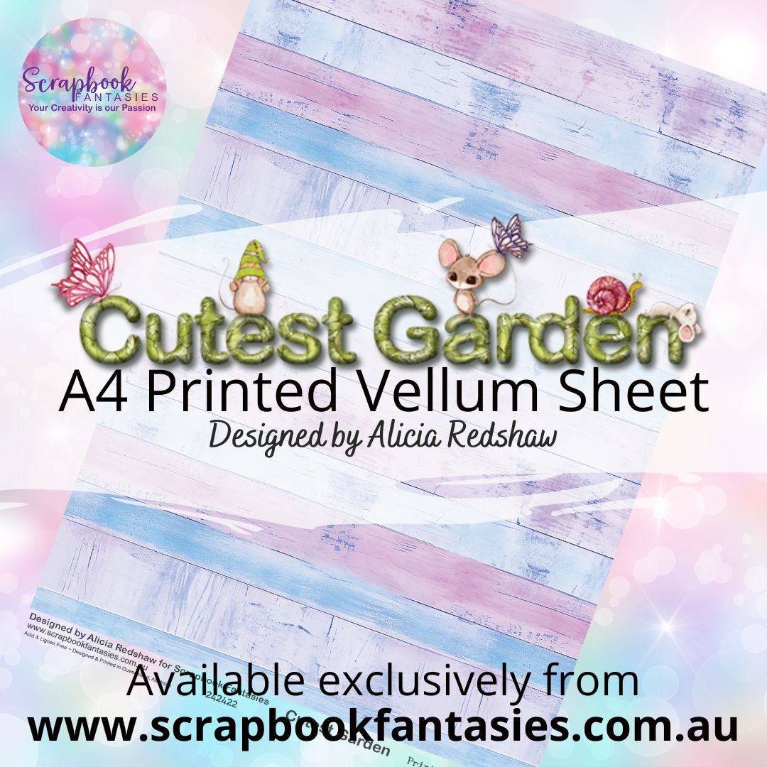 Cutest Garden A4 Printed Vellum Sheet - Pastel Wood 242422