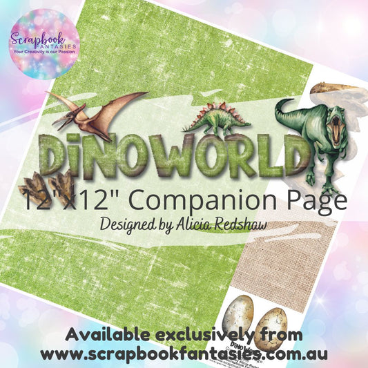 DinoWorld 12"x12" Single-sided Companion Page - Green Linen 733906