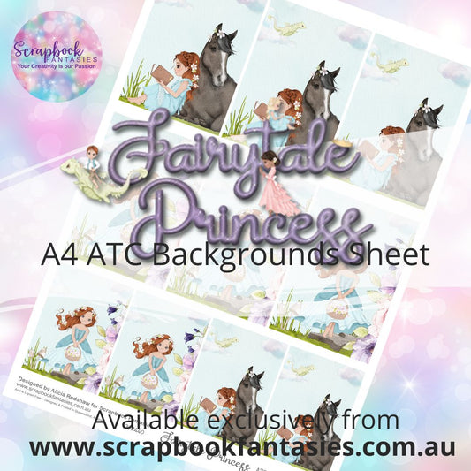 Fairytale Princess A4 ATC Backgrounds Sheet  - Princess in Blue 2A 392440