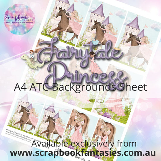 Fairytale Princess A4 ATC Backgrounds Sheet  - Princess in Pink 1B 392436