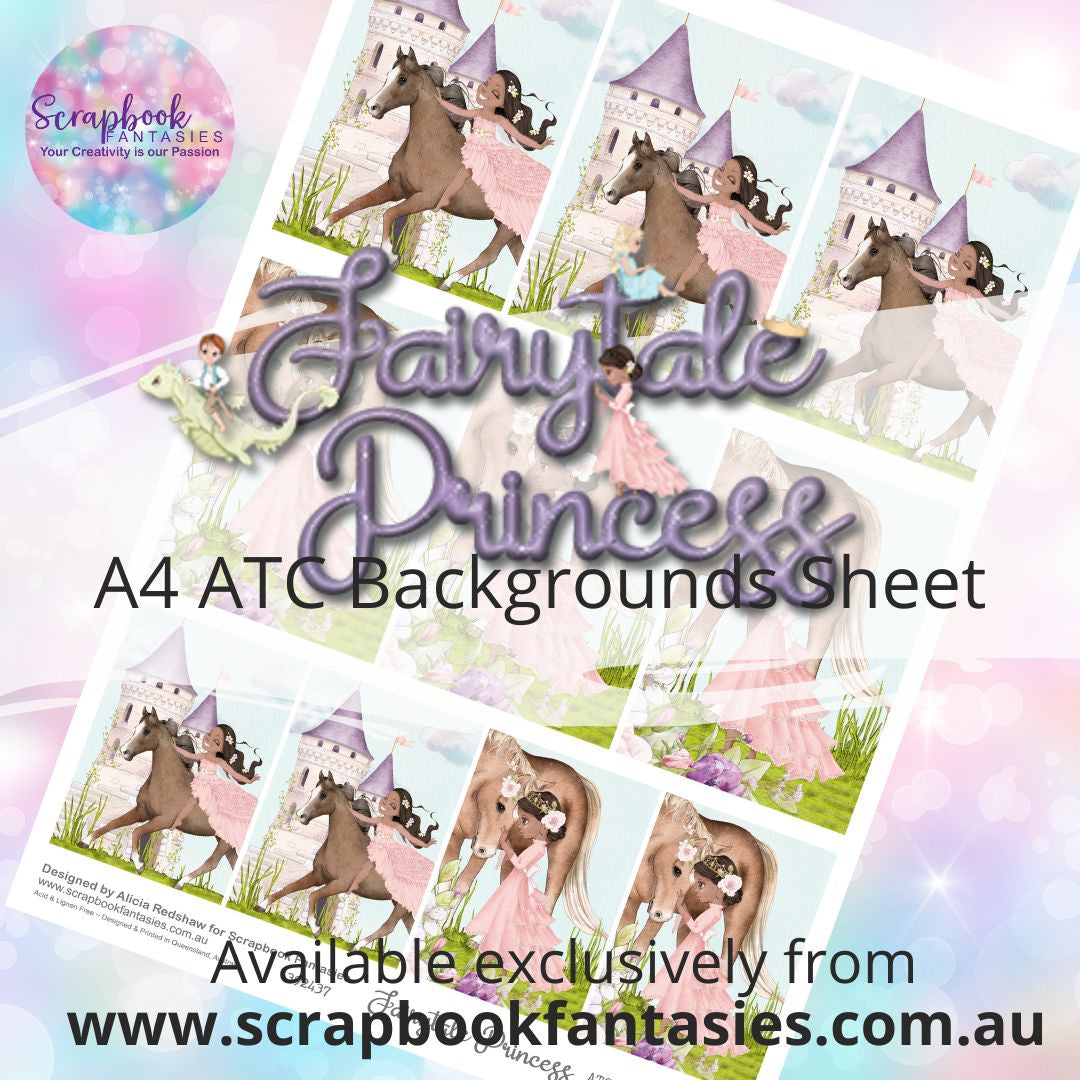 Fairytale Princess A4 ATC Backgrounds Sheet  - Princess in Pink 1C 392437