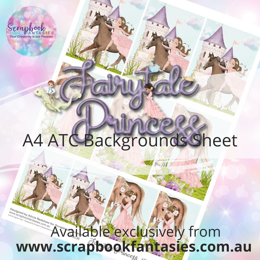 Fairytale Princess A4 ATC Backgrounds Sheet  - Princess in Pink 1D 392438