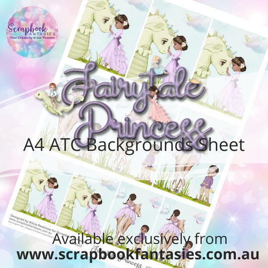 Fairytale Princess A4 ATC Backgrounds Sheet  - Princess in Purple 3C 392447